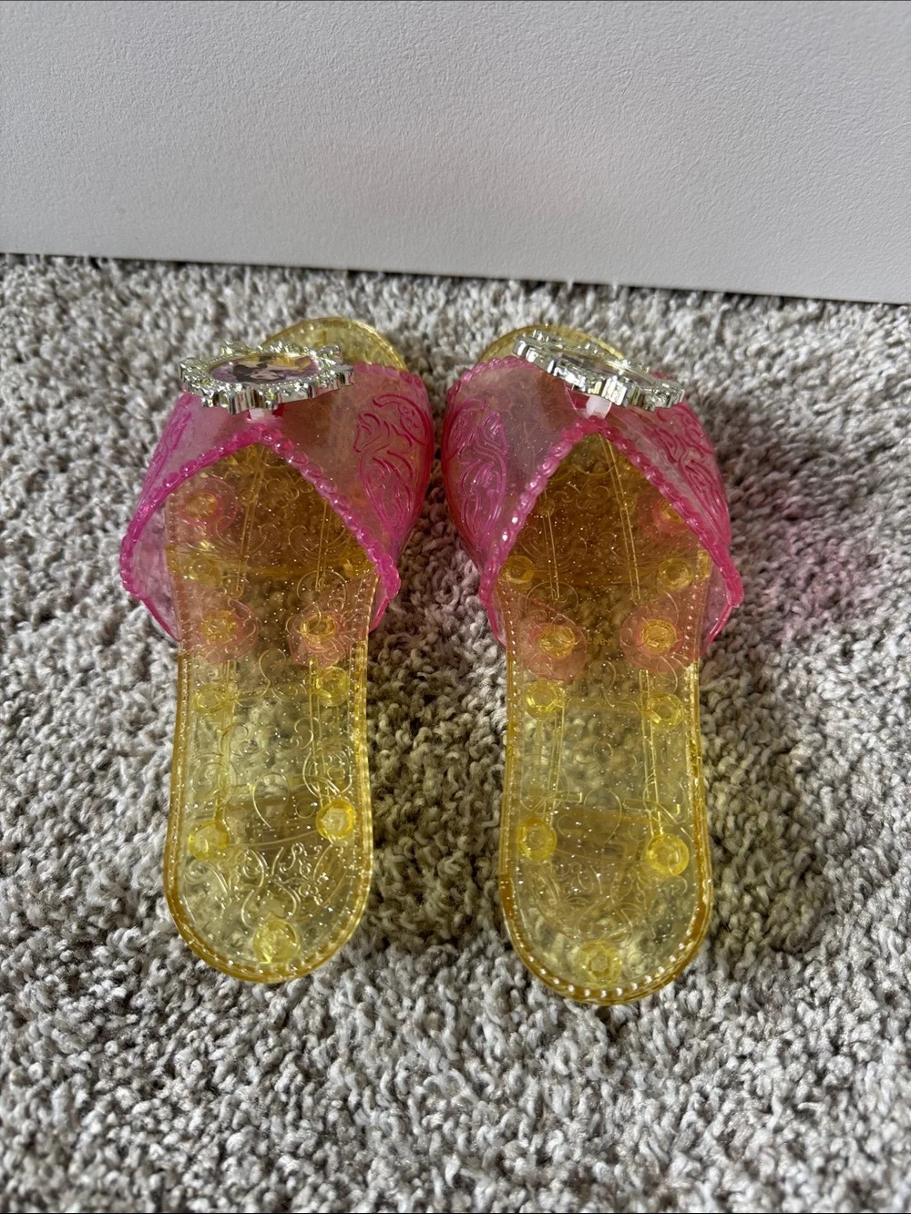 Girls' Pink and Yellow Princess Jelly Dress-up Heels/ Sandals
